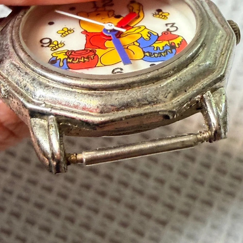 Disney Winnie the Pooh Vintage Octagon Silver Tone Watch Face Only Honey Bees